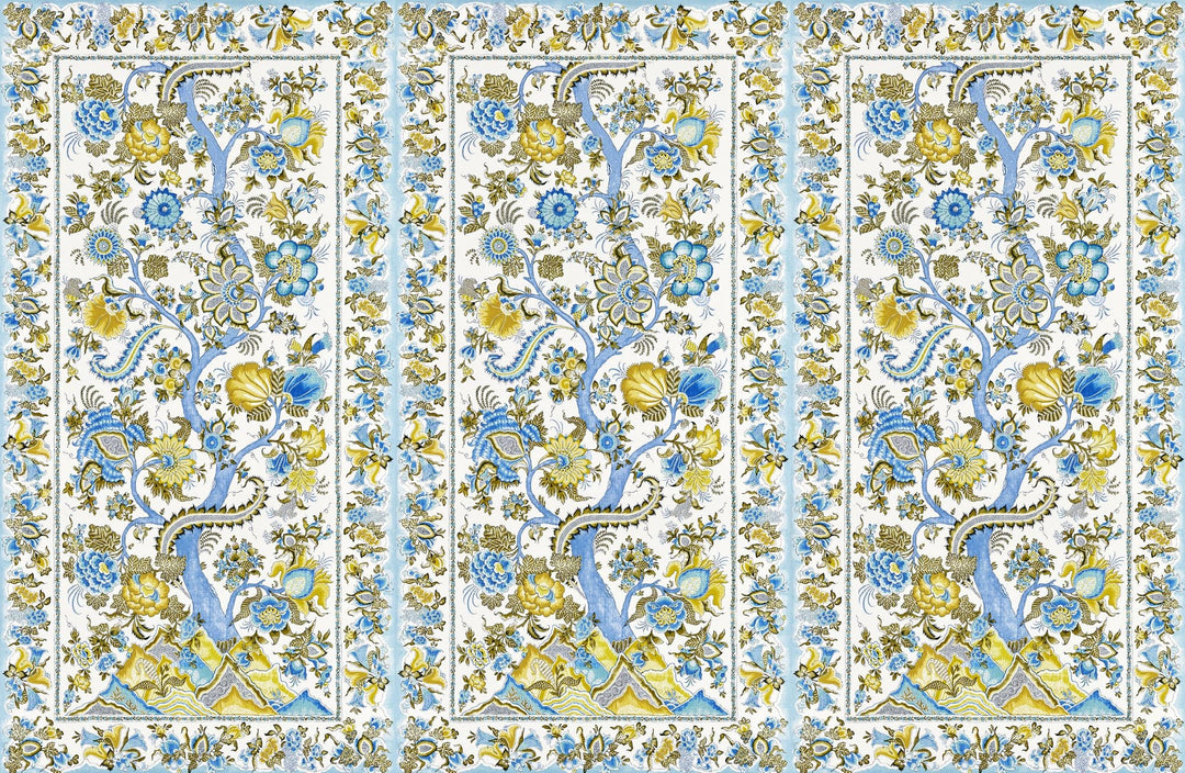 Metropolitan Palampore Mural Sky And Sunlight SCWP885670001 by Scalamandre Designer Wallpaper