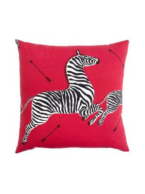 Zebras Pillow 22 X 22 - Masai Red SCZEBRAPILL0001 by Scalamandre Designer Pillows ZEBRA COLLECTION 73% COTTON; 27% LINEN U.S.A. Horizontal: and Vertical: 0 - Swanky Fabrics -