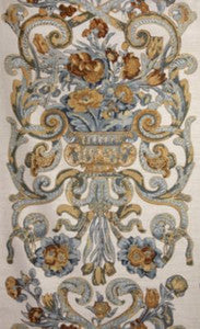 Scalamandre Fabric Baroque Floral Canvas Multi Blue & Oakwood SC16136M0002