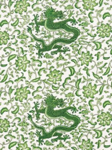 Scalamandre Fabric Chi'En Dragon Linen Print Jade SC165580002
