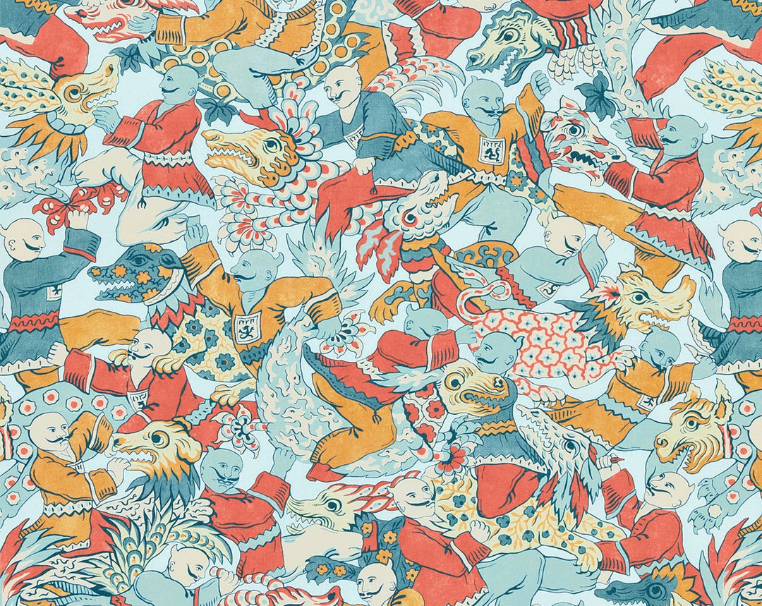 Dragon Dance Multi SC166120002 by Scalamandre Designer Fabric