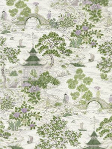 Scalamandre Fabric Satomi Hand Block Print Lavender & Citron SC166240002