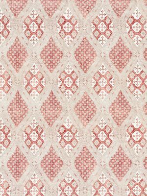 Farrah Print Coral Spice SC166260002 by Scalamandre Designer Fabric PACIFICA 53% LINEN 35% COTTON 12% NYLON UNITED KINGDOM MEDIUM DUTY Horizontal: 11" and Vertical: 13.75" 55.5 - Swanky Fabrics -