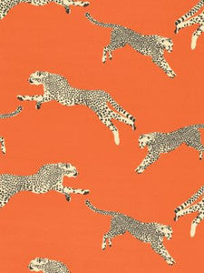 Scalamandre Fabric Leaping Cheetah Cotton Print Clementine SC166340002