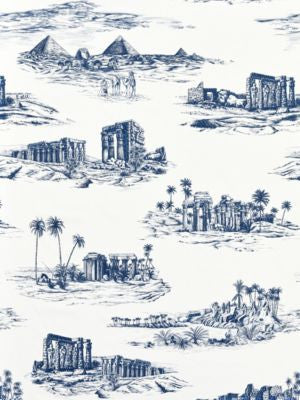 Cairo Toile Lapis SC166350002 by Scalamandre Designer Fabric SAHARA 100% COTTON ITALY LIGHT DUTY Horizontal: 41.7" and Vertical: 55" 55 - Swanky Fabrics -