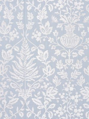 Shalimar Embroidery Sky SC270320002 by Scalamandre Designer Fabric ORIANA 47% LINEN 25% VISCOSE 21% SPUN VISCOSE, 7% SPUN POLYESTER INDIA LIGHT DUTY Horizontal: 30.375" and Vertical: 25.5" 51 - Swanky Fabrics -