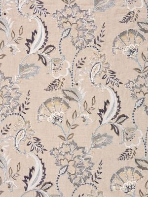Adara Embroidery Flax SC270360002 by Scalamandre Designer Fabric ORIANA 55% LINEN 40% VISCOSE 5% POLYESTER INDIA LIGHT DUTY Horizontal: 23.625" and Vertical: 23.625" 52 - Swanky Fabrics -