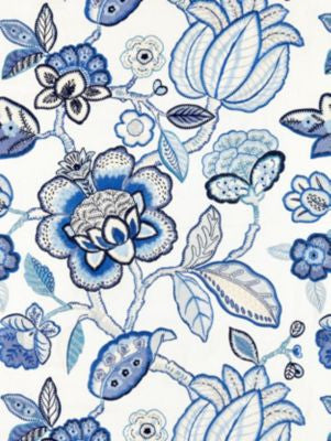 Coromandel Embroidery Porcelain SC271260002 by Scalamandre Designer Fabric BOTANICA 16% SPUN POLYESTER, 36% VISCOSE 29% LINEN 19% COTTON INDIA LIGHT DUTY Horizontal: 30" and Vertical: 25.25" 51 - Swanky Fabrics -