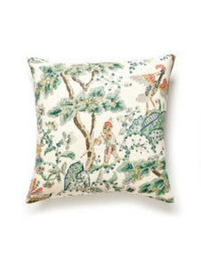 Scalamandre Pillow Kelmescott Hand Block   22 X 22 - Leaf On Ivory SCKELMPILL0002