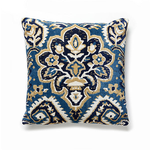 Oushak Linen Velvet Pillow/Indigo Sc 0002Oushpill by The House of Scalamandre
 Designer Pillow  81% LINEN / 10% COTTON /|9% POLYESTER USA  Horizontal:  and Vertical:    - Swanky Fabrics -