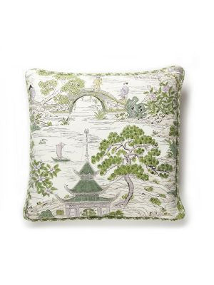 Satomi Hand Block Print Pillow 22 X 22 - Lavender & Citron SCSATOPILL0002 by Scalamandre Designer Pillows PACIFICA 100% LINEN Horizontal: and Vertical: 0 - Swanky Fabrics -