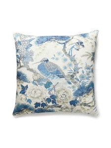 Scalamandre Pillow Shenyang Linen Print   22 X 22 - Porcelain SCSHENPILL0002