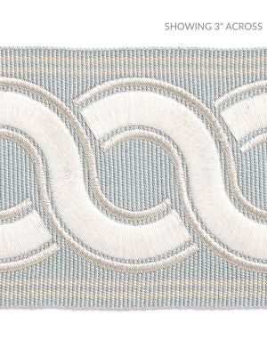 Guilloche Embroidered Tape Mineral SCT32830002 by Scalamandre Designer Trim HAMPTONS TRIMMINGS 37% ACRYLIC 32% POLYESTER 31% VISCOSE CHINA LIGHT DUTY Horizontal: and Vertical: 2.88 - Swanky Fabrics -