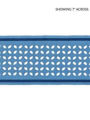 Cassis Laser Cut Tape Blue Jay SCT33230002 by Scalamandre Designer Trim CHINOIS CHIC 100% POLYESTER CHINA LIGHT DUTY Horizontal: .75" and Vertical: 3.63 - Swanky Fabrics -