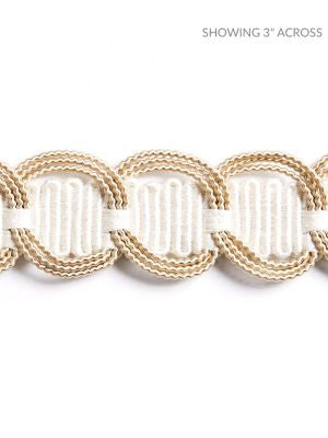 Crescent Braid Latte SCV12480002 by Scalamandre Designer Trim NOVANTA PASSEMENTERIE 56% FIBRANNE 28% COTTON 16% RAYON CHINA LIGHT DUTY Horizontal: 0.875" and Vertical: 0" 1.25 - Swanky Fabrics -