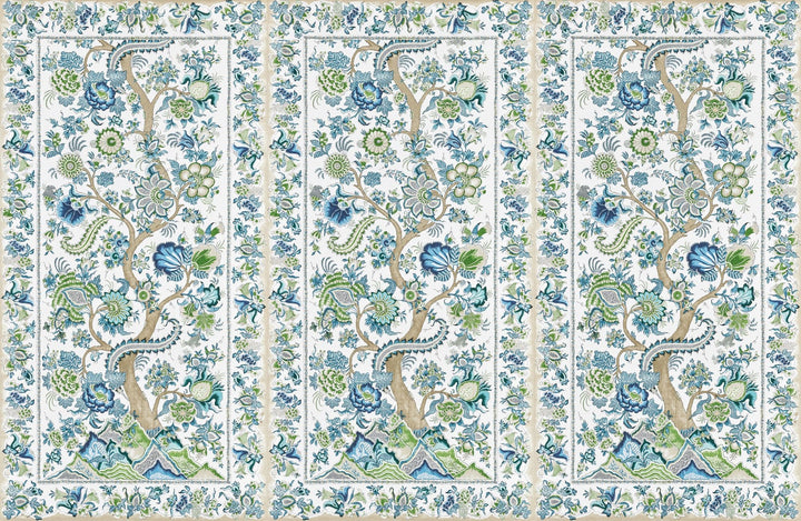 Metropolitan Palampore Mural Aegean SCWP885670002 by Scalamandre Designer Wallpaper