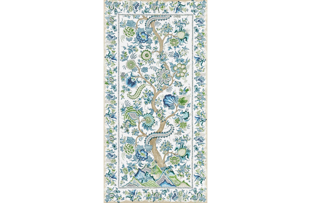 Metropolitan Palampore Mural Aegean SCWP885670002 by Scalamandre Designer Wallpaper