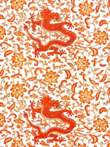 Scalamandre Fabric Chi'En Dragon Linen Print Persimmon SC165580003