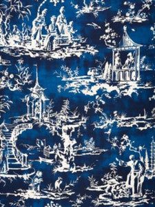 Scalamandre Fabric Summer Palace Print Indigo SC165610003