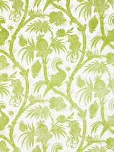 Scalamandre Fabric Balinese Peacock Linen Print Pear SC165750003