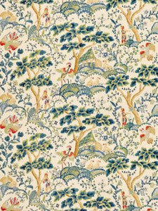 Scalamandre Fabric Kelmescott Hand Block Print Peacock On Sand SC165900003