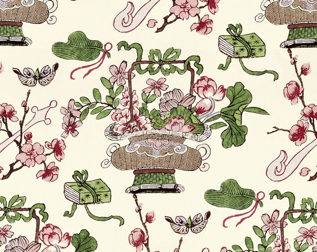 Shanghai Blossoms Mulberry SC165910003 by Scalamandre Designer Fabric