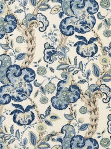 Scalamandre Fabric Cumbria Hand Block Print China Blue On Ivory SC166030003