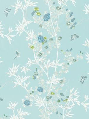 Jardin De Chine Print Ciel SC166080003 by Scalamandre Designer Fabric LA BOHEME 100% COTTON UNITED KINGDOM MEDIUM DUTY Horizontal: 46" and Vertical: 27" 54 - Swanky Fabrics -