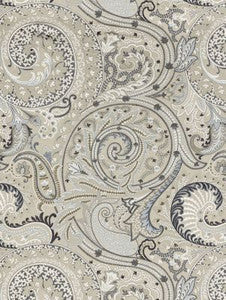 Scalamandre Fabric Malabar Paisley Embroidery Flax SC271240003