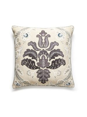 Isabella Embroidery Pillow 22 X 22 - Graphite SCISABPILL0003 by Scalamandre Designer Pillows MODERN LUXURY 50% LINEN 27% VISCOSE 16% SPUN VISCOSE, 7% SPUN P0LYESTER U.S.A. Horizontal: and Vertical: 0 - Swanky Fabrics -