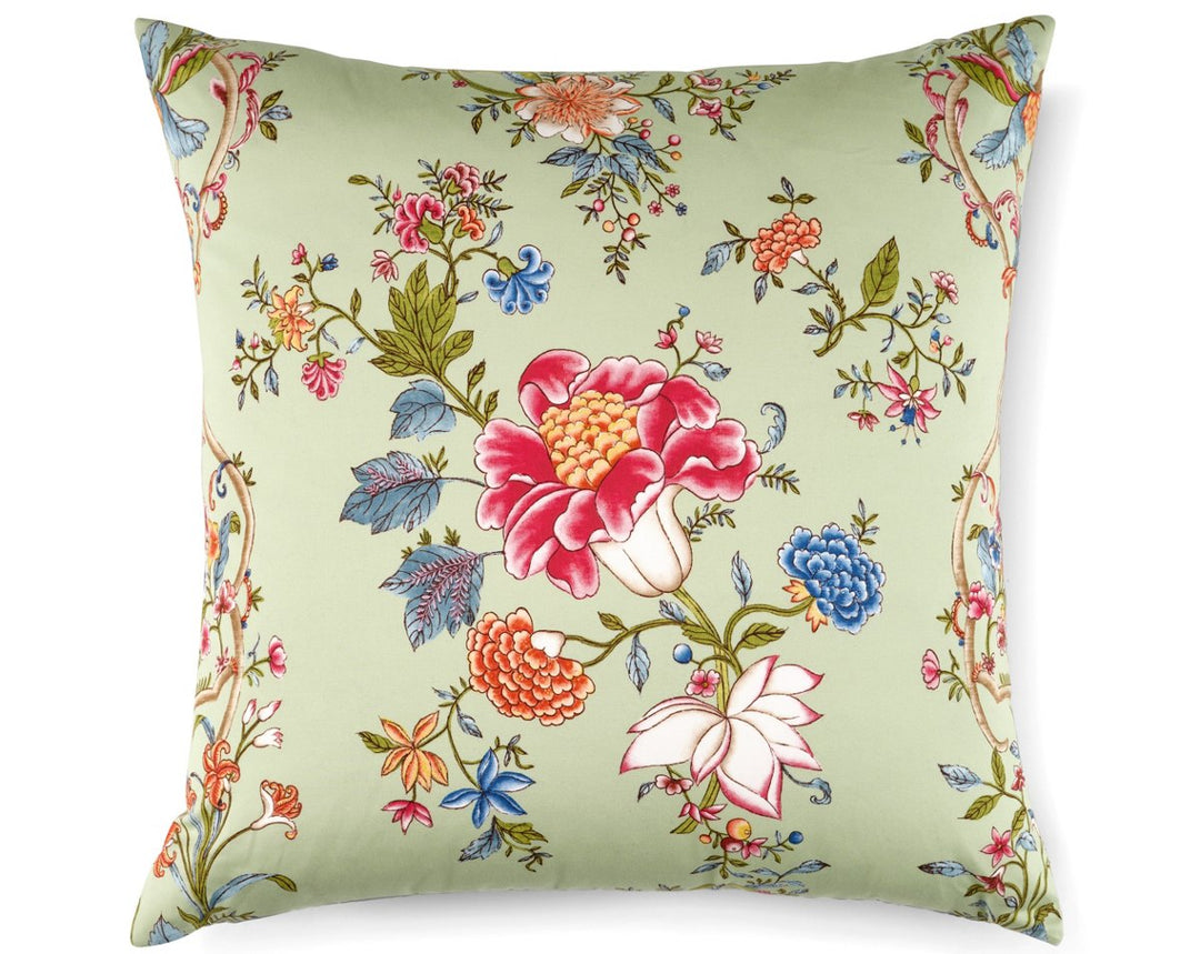 Camellia Trellis Pillow 22 X 22 - Seafoam Posey SCSDDK166480003 by Scalamandre Designer Pillow