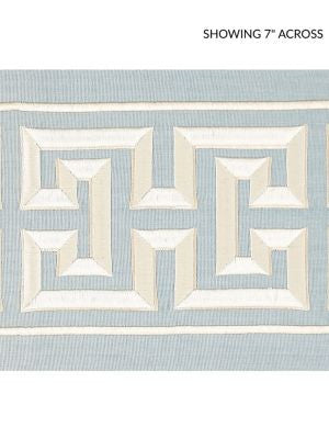 Imperial Embroidered Tape Sky SCT32800003 by Scalamandre Designer Trim ORIANA 80% COTTON 20% RAYON INDIA LIGHT DUTY Horizontal: 6.5" and Vertical: 6 - Swanky Fabrics -