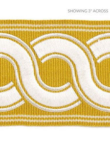 Scalamandre Trim Guilloche Embroidered Tape Brass SCT32830003