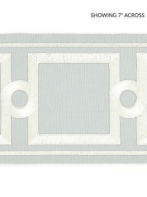 Square Link Embroidered Tape Rain SCT32870003 by Scalamandre Designer Trim MERCHANTE 70% COTTON 30% RAYON INDIA LIGHT DUTY Horizontal: 5.25" and Vertical: 6.25 - Swanky Fabrics -