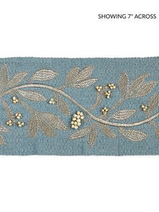 Scalamandre Trim Laurel Embroidered Tape Bluestone SCT32920003