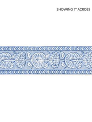 Tulsi Block Print Tape Lakeside SCT33280003 by Scalamandre Designer Trim PACIFICA 100% COTTON INDIA MEDIUM DUTY Horizontal: 2.75" and Vertical: 2.25 - Swanky Fabrics -