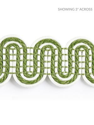 Serpentine Braid Palm SCV12460003 by Scalamandre Designer Trim ISOLA INDOOR / OUTDOOR 90% POLYOLEFIN 10% NYLON UNITED KINGDOM HEAVY DUTY Horizontal: 1.125" and Vertical: 1.75 - Swanky Fabrics -