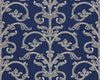 Saxony Scroll Wallcovering Navy SCWP885580003 by Scalamandre Designer Wallpaper