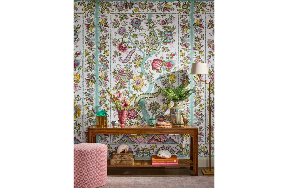 Metropolitan Palampore Mural Flower Garden SCWP885670003 by Scalamandre Designer Wallpaper