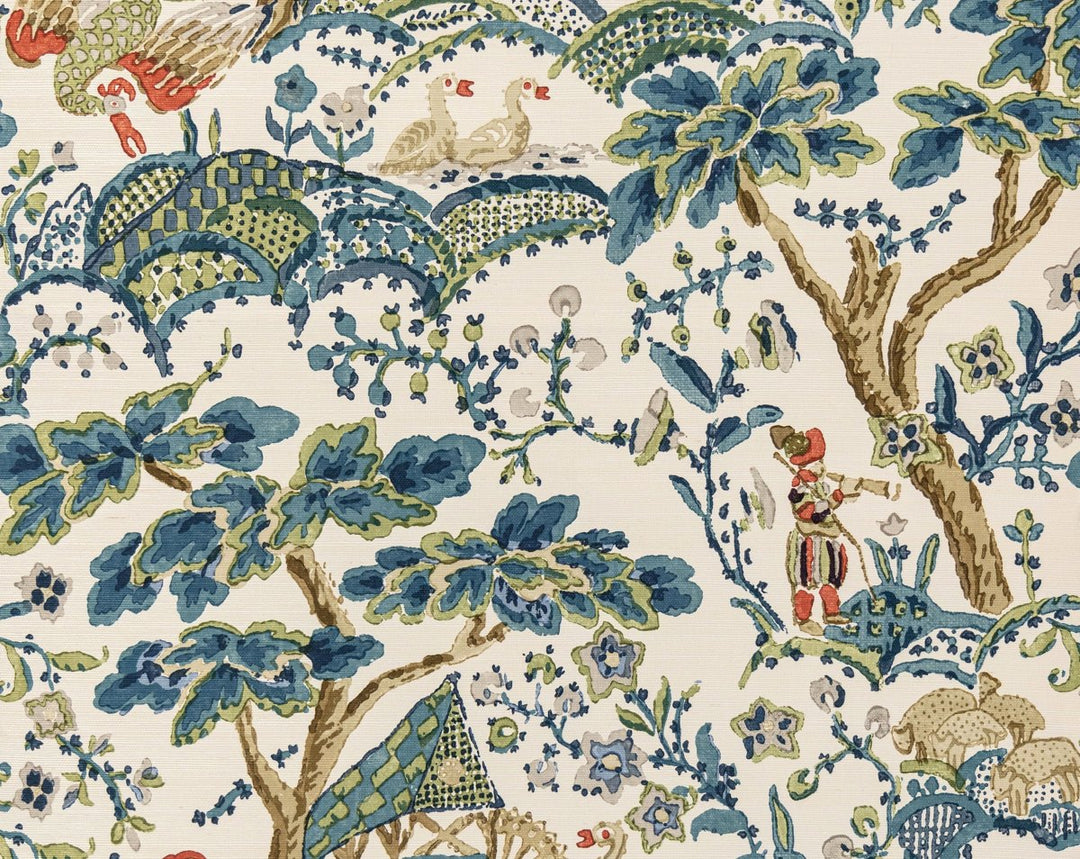 Kelmescott Wallcovering Peacock On Sand SCWP885880003 by Scalamandre Designer Wallpaper