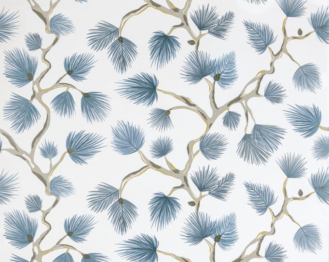 Pignoli Wallcovering Blue Jay SCWP88593D0003 by Scalamandre Designer Wallpaper
