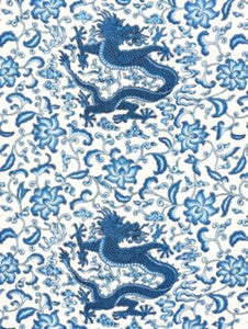 Scalamandre Fabric Chi'En Dragon Linen Print Indigo SC165580004