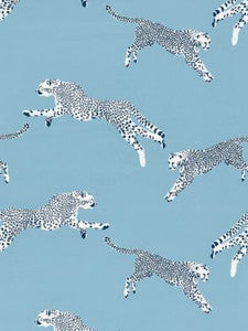Scalamandre Fabric Leaping Cheetah Cotton Print Cloud Nine SC166340004