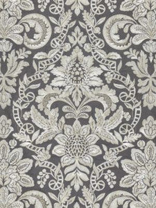 Scalamandre Fabric Elizabeth Damask Embroidery Charcoal SC270860004
