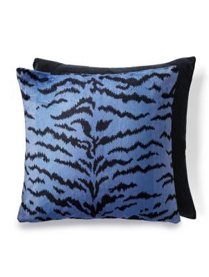 TigreVelvet Pillow 22 X 22 - Blues & Black Black SCATIGRPILL0004 by Scalamandre Designer Pillows 13% COTTON, 60% SILK / 27% COTTON / 13% POLYESTER, 69% VISCOSE / 18% POLYESTER / U.S.A. Horizontal: and Vertical: 0 - Swanky Fabrics -