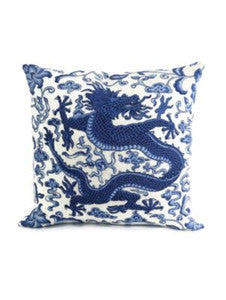 Scalamandre Pillow Chi'En Dragon   22 X 22 - Indigo SCDRAGONPIL0004