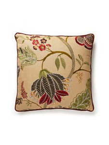 Scalamandre Pillow Palampore Embroidery   22 X 22 - Cinnamon SCPALAPILL0004