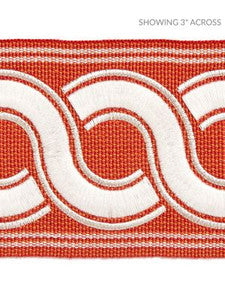Scalamandre Trim Guilloche Embroidered Tape Coral SCT32830004