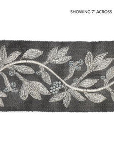 Scalamandre Trim Laurel Embroidered Tape Charcoal SCT32920004