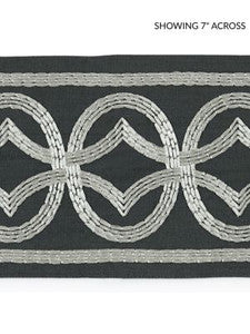 Scalamandre Trim Athena Embroidered Tape Charcoal SCT33050004